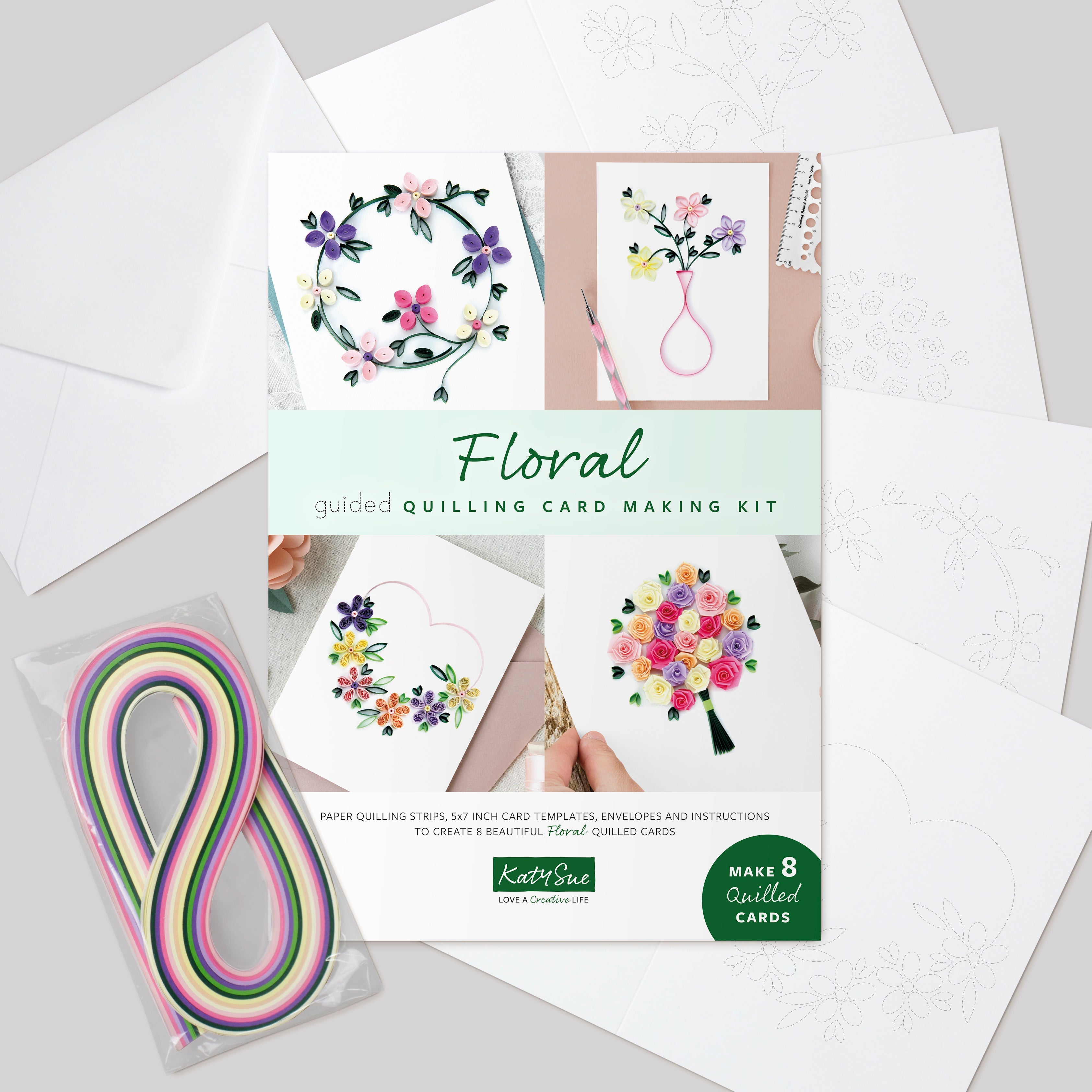 Floral Guided Paper Quilling Card Making Kit