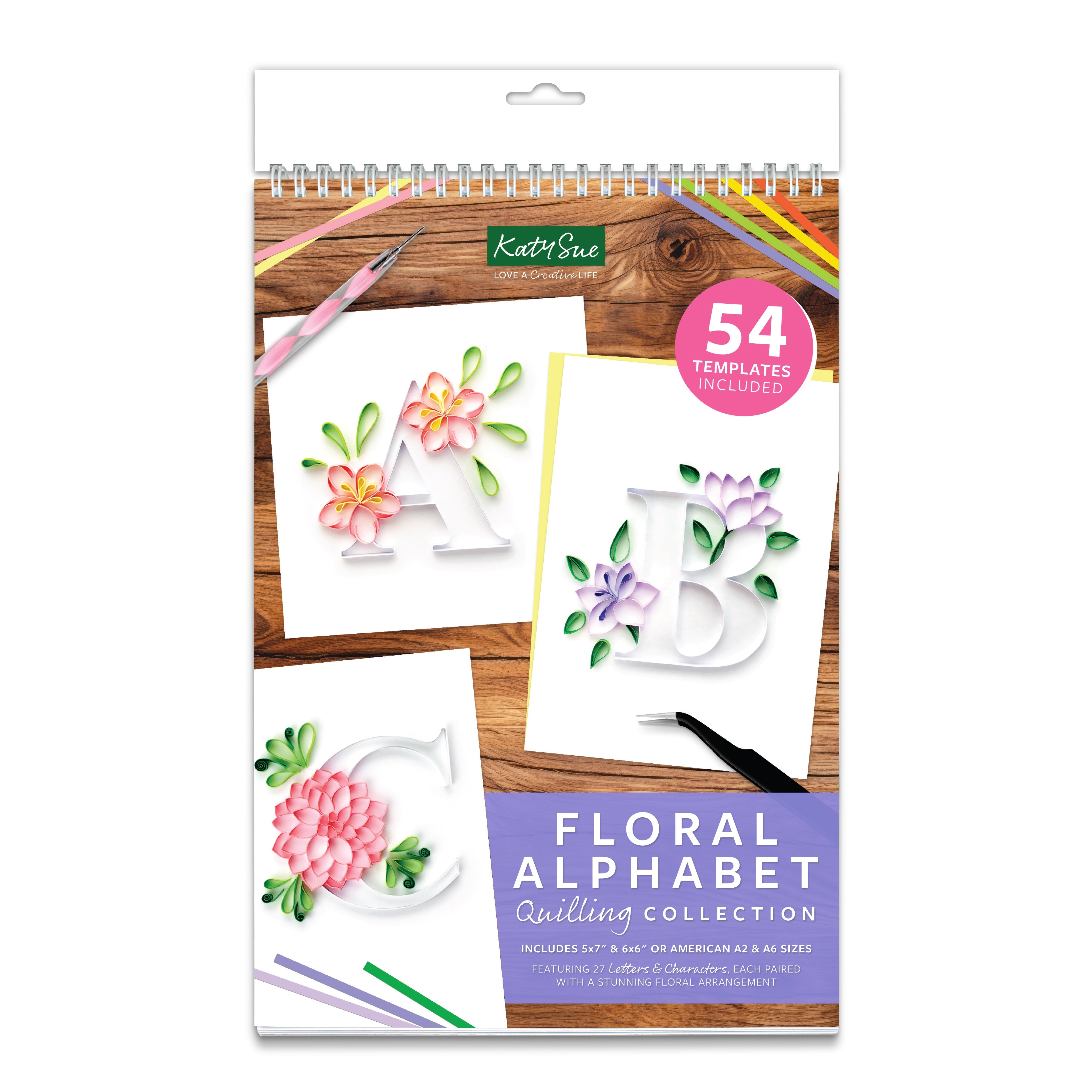 Floral Alphabet Collection Paper Quilling Template Pad