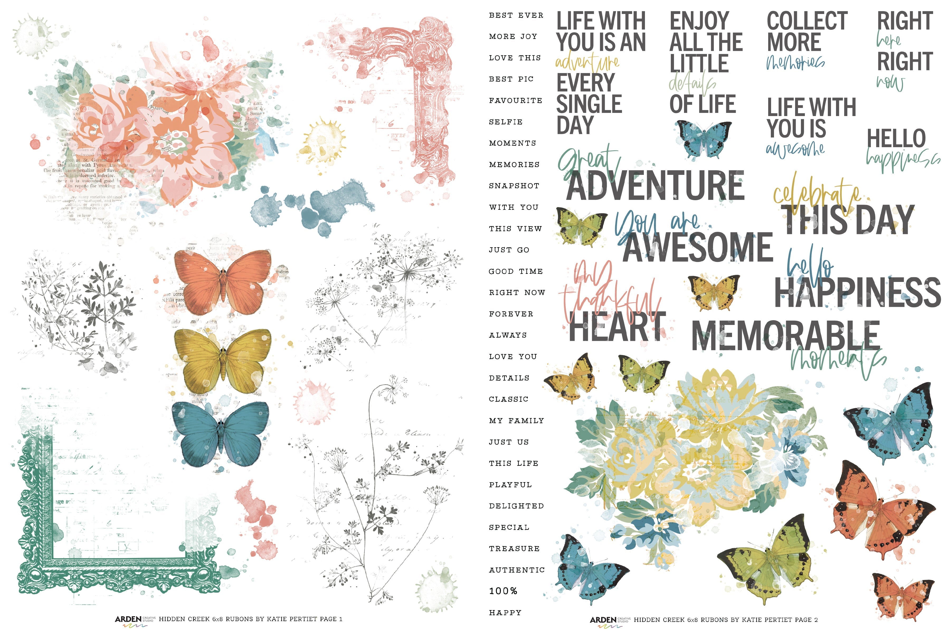 Arden Creative Studio Page Starters 6 in x 8 in Rub-On Transfer Set