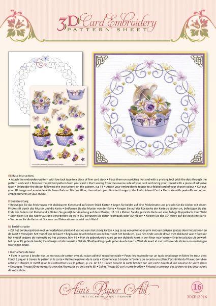 Ann Paper Embroidery Pattern - Cupcakes