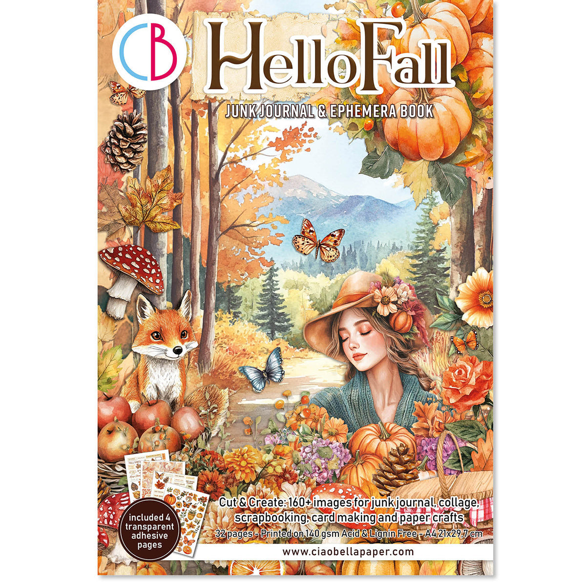 Hello Fall Junk Journal Ephemera Book A4 32/Pkg