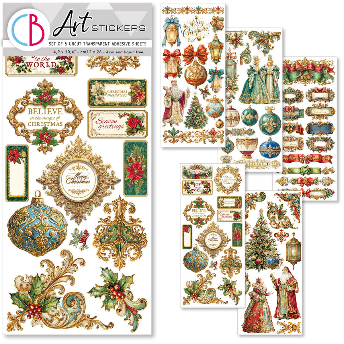 Eternal Christmas Transparent Adhesive Sheets 5/Pkg