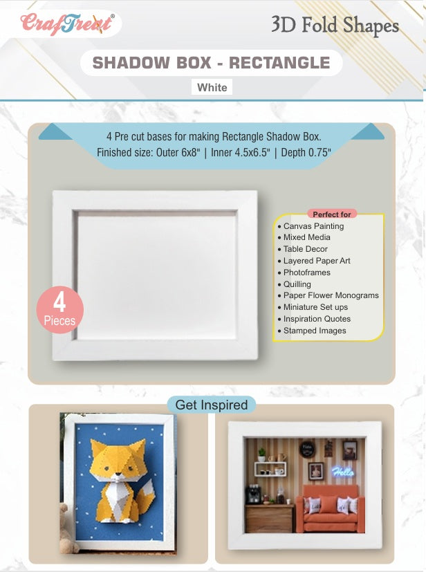Craf&reg;168飞艇开奖官网查询结果记录体彩网  3D Fold Shapes - Shadow Box White - Rectangle 4pcs