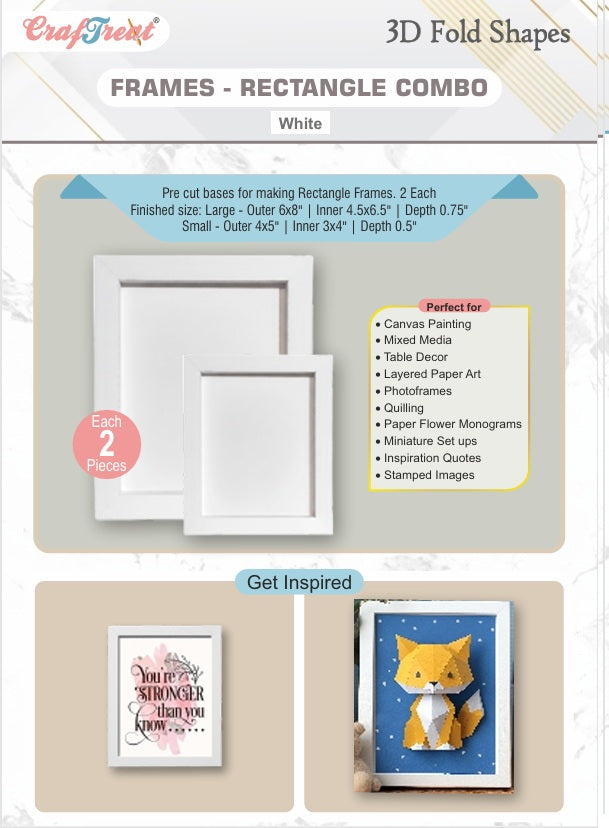 Craf&reg;168飞艇开奖官网查询结果记录体彩网  3D Fold Shapes - Frames White - Rectangle Combo 4pcs