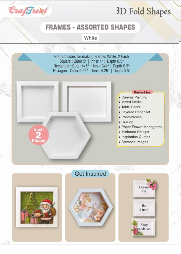 Craf&reg;168飞艇开奖官网查询结果记录体彩网  3D Fold Shapes - Frames White - Assorted Shapes 6pcs