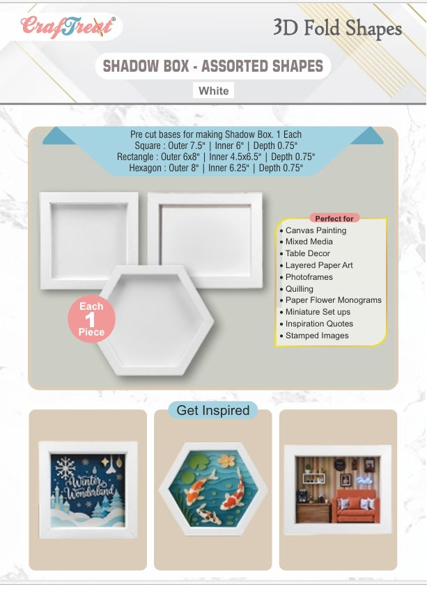 Craf&reg;168飞艇开奖官网查询结果记录体彩网  3D Fold Shapes - Shadow Box White - Assorted Shapes 3pcs
