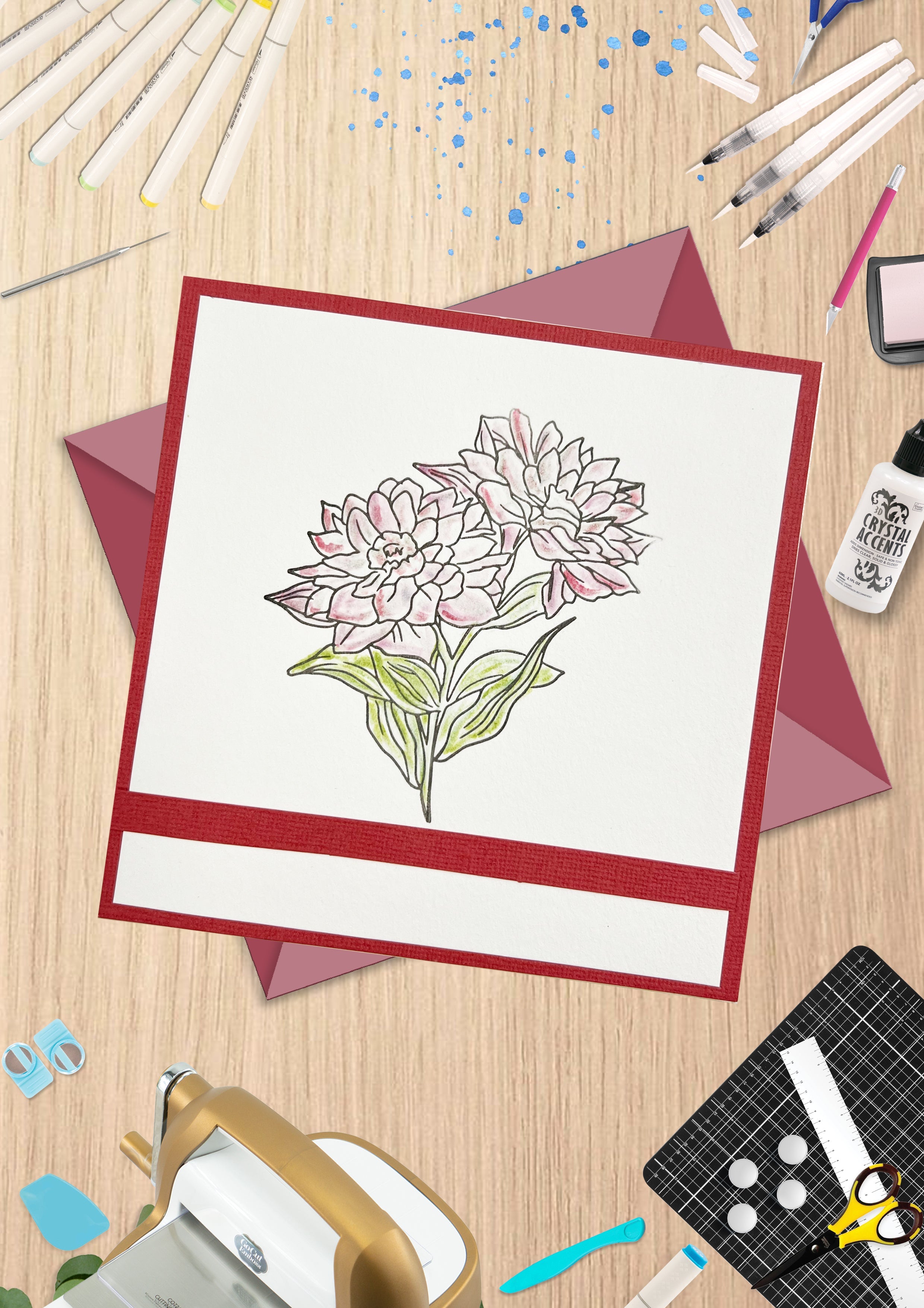 GoLetterPress Impression Stamp - Stamp 2 - Best Wishes Floral